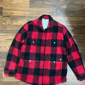 Red and Black Plaid women Jacket